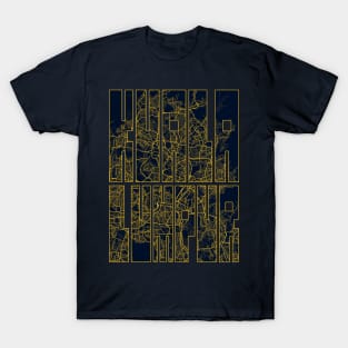 Kuala Lumpur, Malaysia City Map Typography - Gold Art Deco T-Shirt